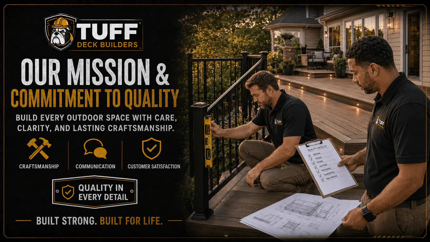 Professional deck craftsmanship demonstrating Tuff Deck Builders Fort Wayne commitment to quality construction and customer satisfaction