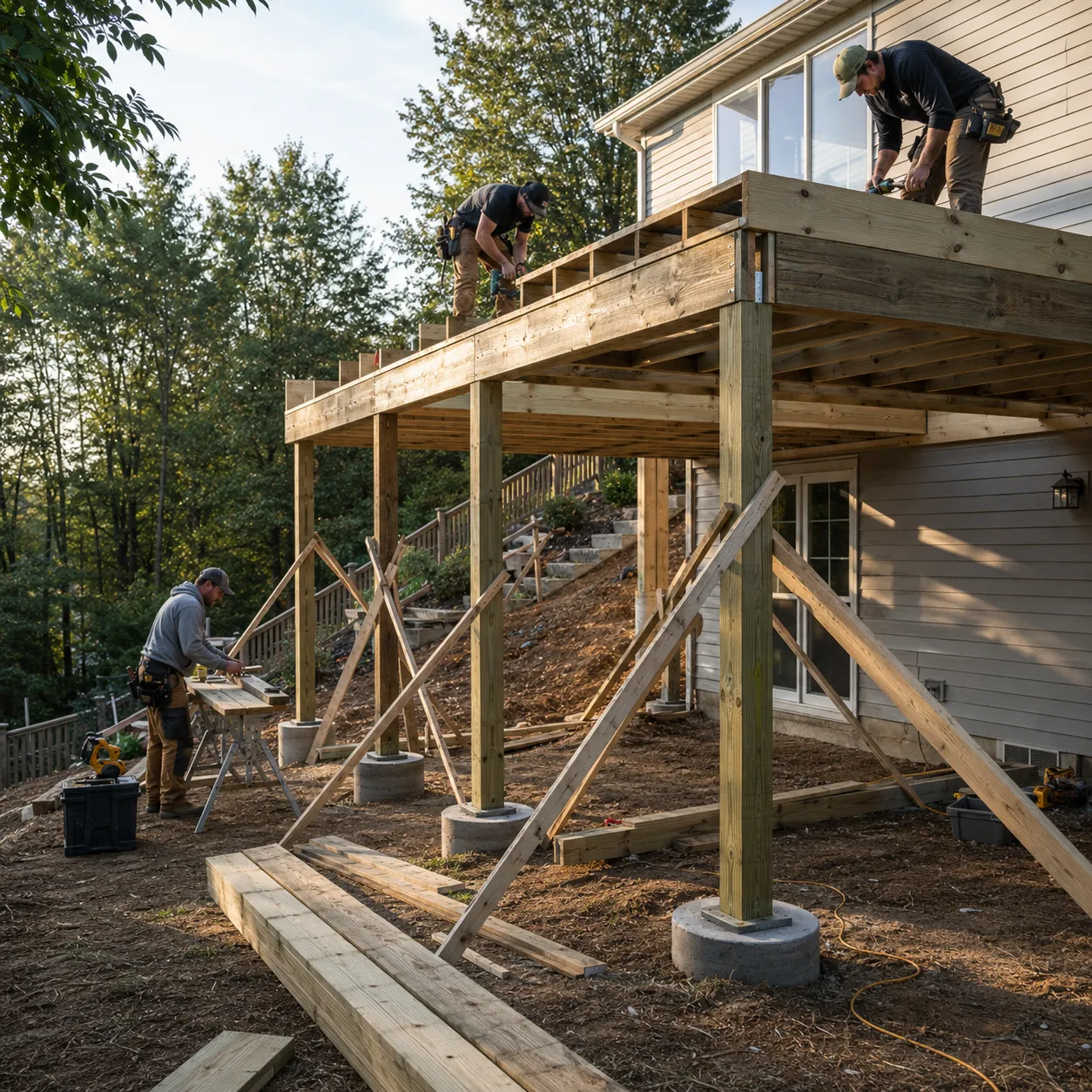 Deck replacement in Fort Wayne upgrading an aging wood deck with a safe durable outdoor structure