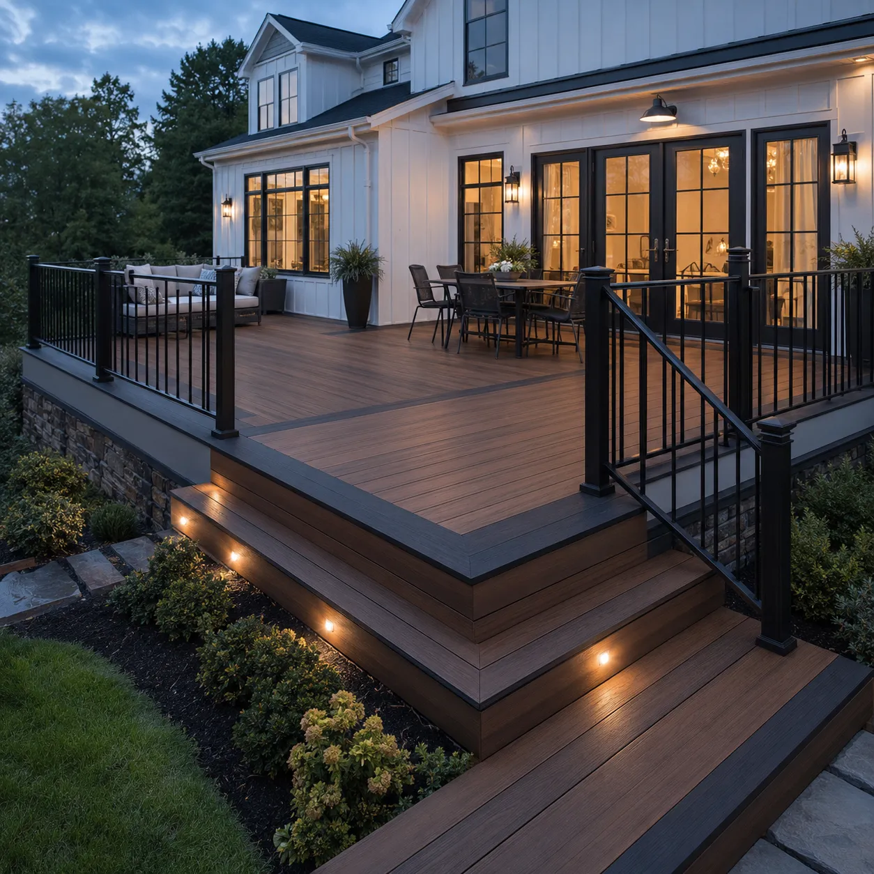Composite deck builders in Fort Wayne installing low-maintenance premium decking for a residential project