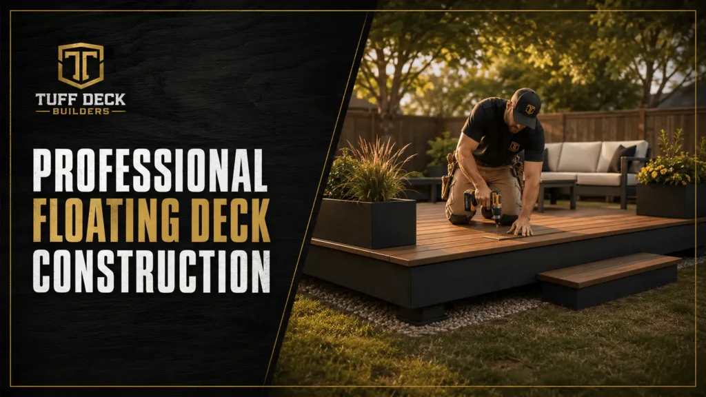 Professional floating deck construction infographic