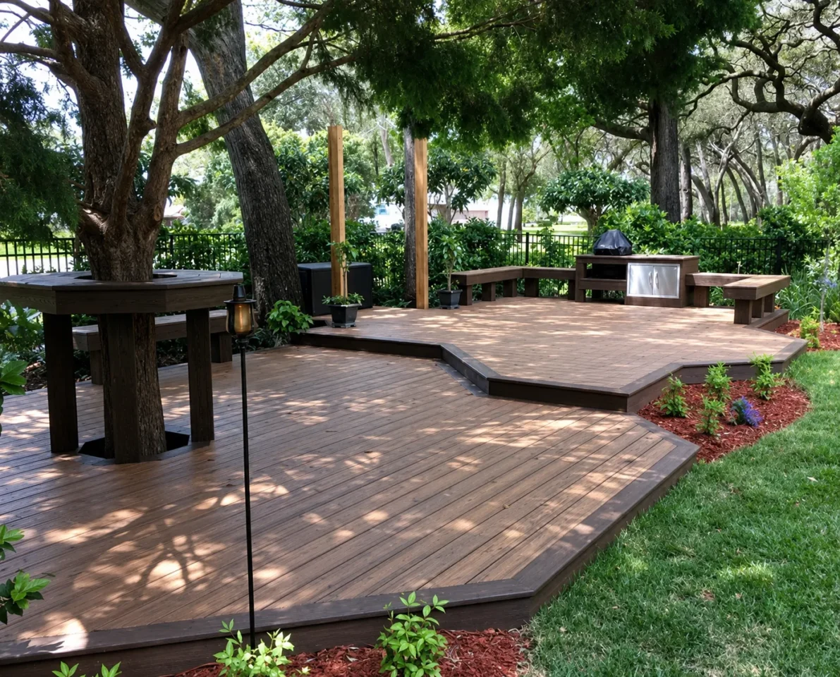 Completed floating deck project in Fort Wayne, Indiana