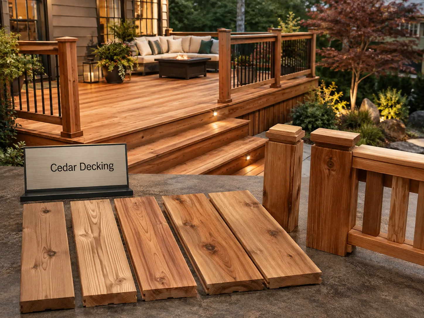 Natural cedar deck installation in Fort Wayne, Indiana